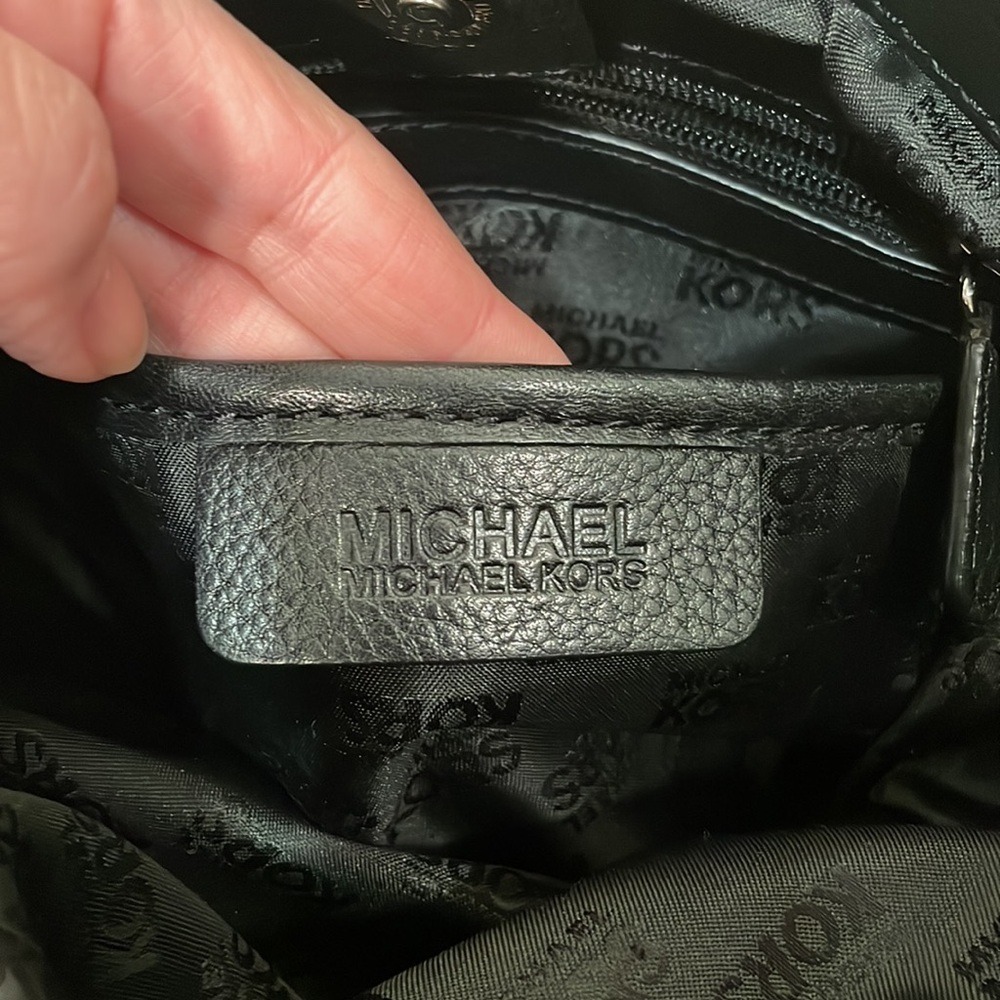 Michael Kors Black Pebbled Leather Hamilton‎ Belted Satchel Silver Hardware Bag - Picture 10 of 12